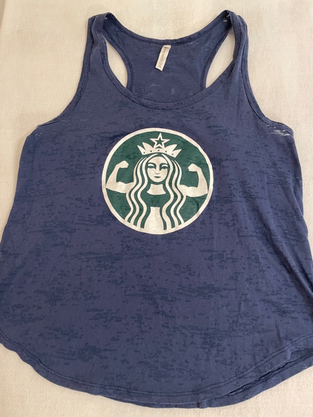 Navy Racerback Tank with Green Center Logo